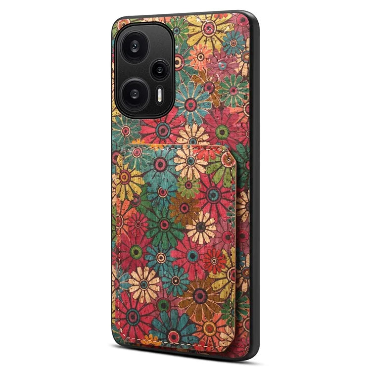 For Xiaomi Redmi Note 12 Turbo / Poco F5 5G Phone Case Flower Pattern Card Holder Cover