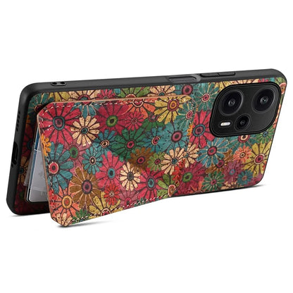 For Xiaomi Redmi Note 12 Turbo / Poco F5 5G Phone Case Flower Pattern Card Holder Cover