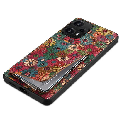 For Xiaomi Redmi Note 12 Turbo / Poco F5 5G Phone Case Flower Pattern Card Holder Cover