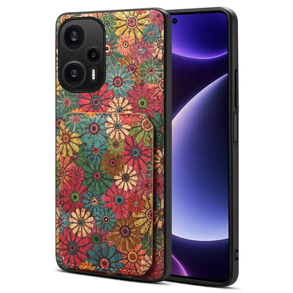 For Xiaomi Redmi Note 12 Turbo / Poco F5 5G Phone Case Flower Pattern Card Holder Cover