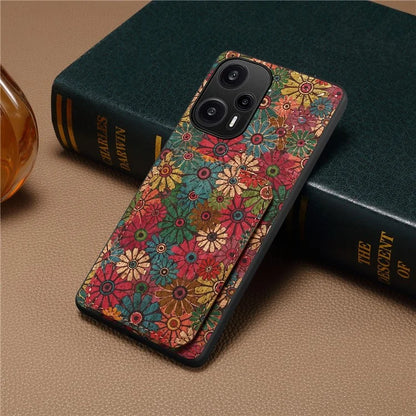 For Xiaomi Redmi Note 12 Turbo / Poco F5 5G Phone Case Flower Pattern Card Holder Cover