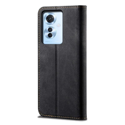 For Oppo Reno11 F 5G / F25 Pro 5G Magnetic Phone Case Jeans Cloth Texture Stand View Cover
