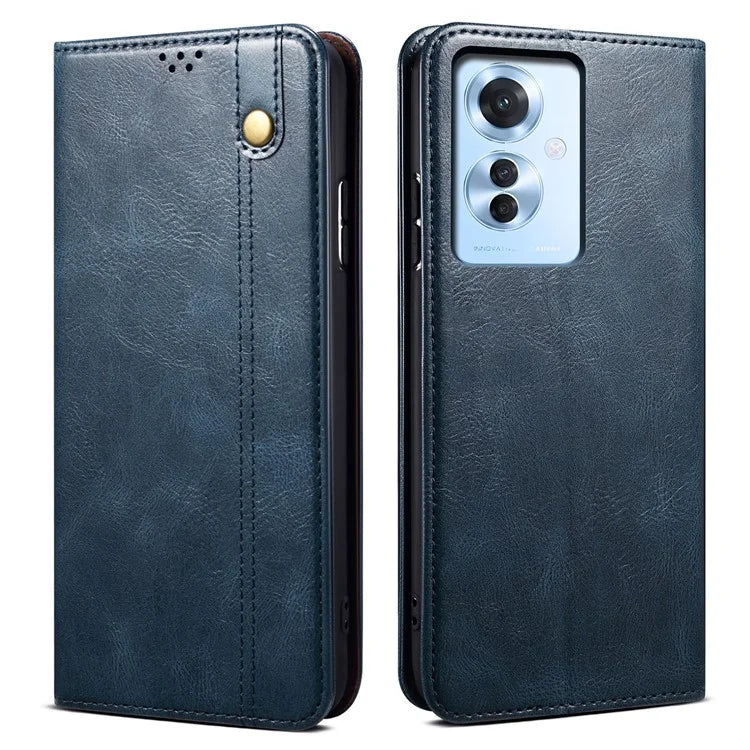 For Oppo Reno11 F 5G / F25 Pro 5G Case Waxy Crazy Horse Texture Card Holder Phone Cover