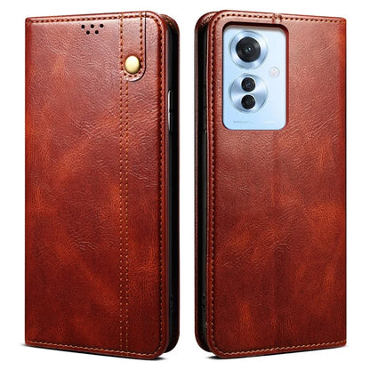 For Oppo Reno11 F 5G / F25 Pro 5G Case Waxy Crazy Horse Texture Card Holder Phone Cover