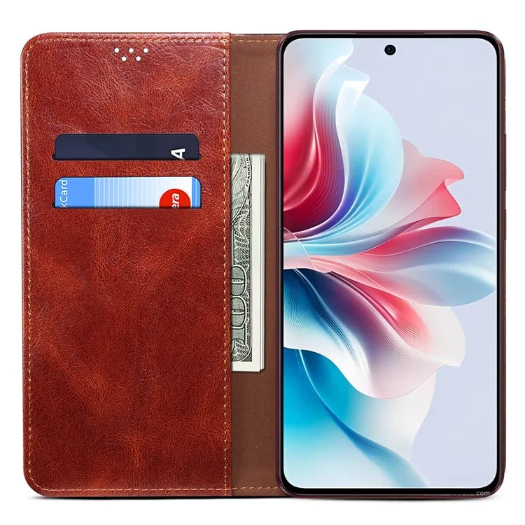 For Oppo Reno11 F 5G / F25 Pro 5G Case Waxy Crazy Horse Texture Card Holder Phone Cover
