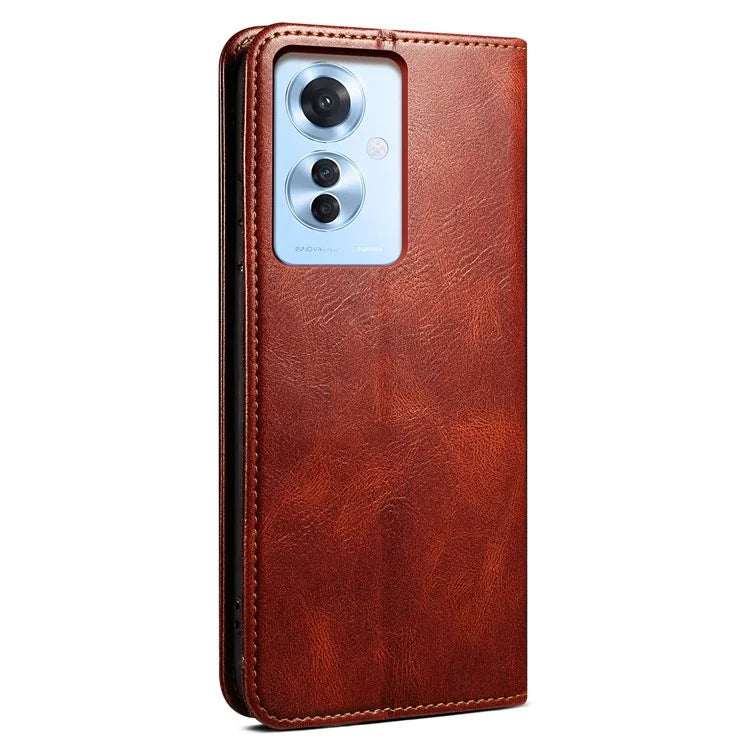 For Oppo Reno11 F 5G / F25 Pro 5G Case Waxy Crazy Horse Texture Card Holder Phone Cover
