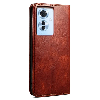 For Oppo Reno11 F 5G / F25 Pro 5G Case Waxy Crazy Horse Texture Card Holder Phone Cover