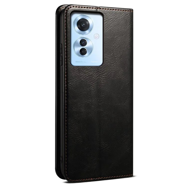 For Oppo Reno11 F 5G / F25 Pro 5G Case Waxy Crazy Horse Texture Card Holder Phone Cover