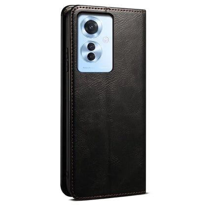 For Oppo Reno11 F 5G / F25 Pro 5G Case Waxy Crazy Horse Texture Card Holder Phone Cover