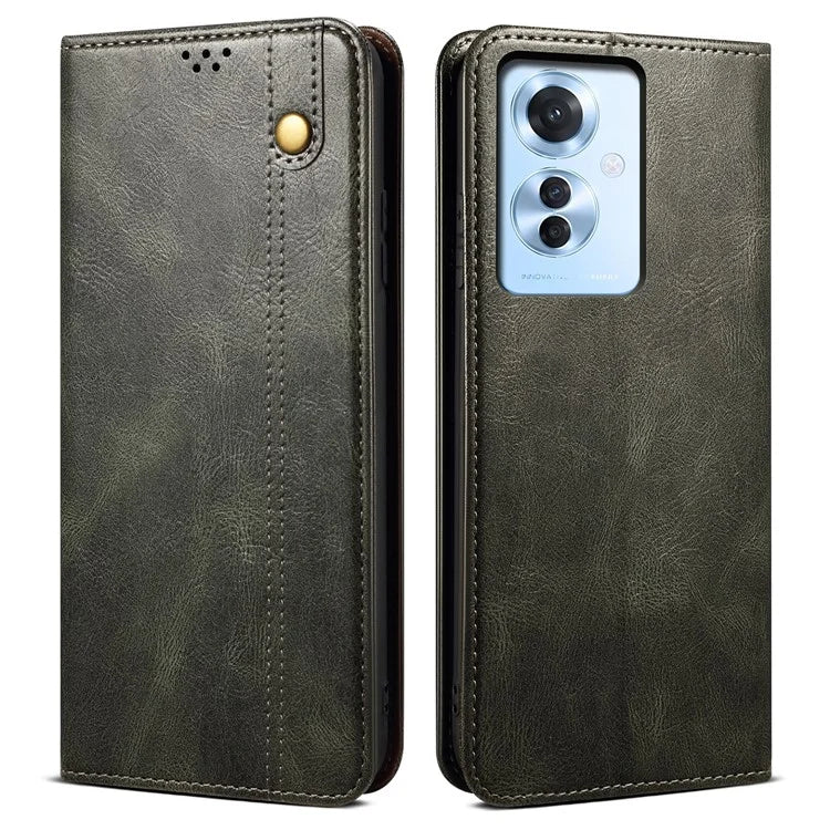 For Oppo Reno11 F 5G / F25 Pro 5G Case Waxy Crazy Horse Texture Card Holder Phone Cover
