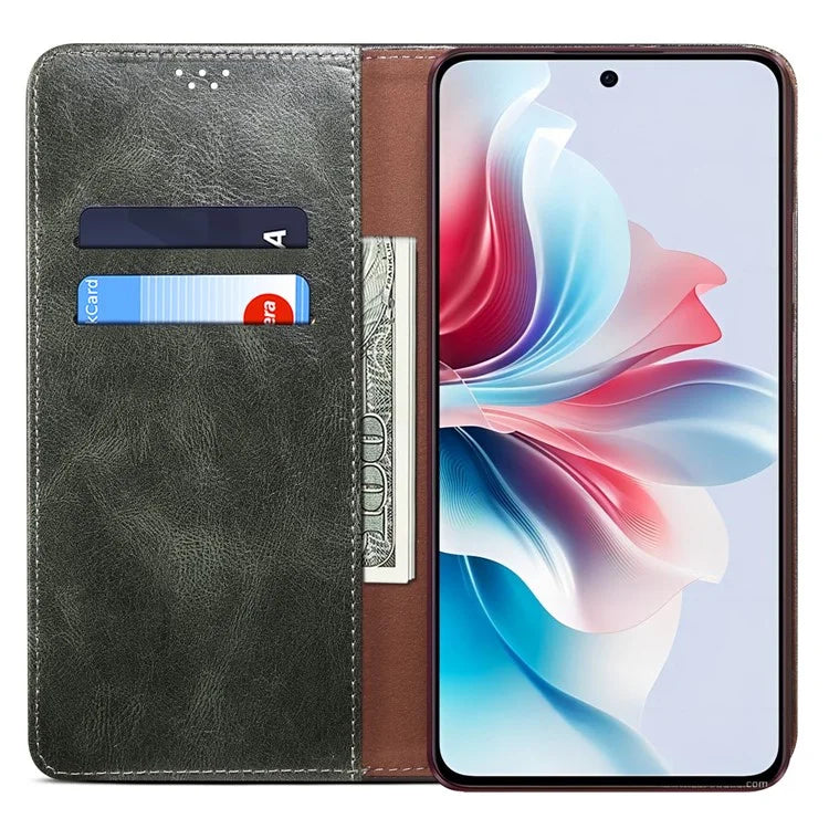 For Oppo Reno11 F 5G / F25 Pro 5G Case Waxy Crazy Horse Texture Card Holder Phone Cover