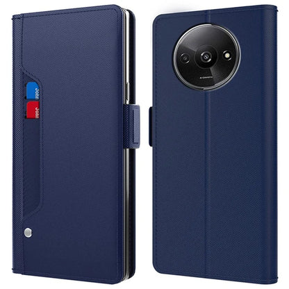 For Xiaomi Redmi A3 Leather Case PU+TPU Phone Flip Cover Mirror Design Card Holder Phone Shell with Stand