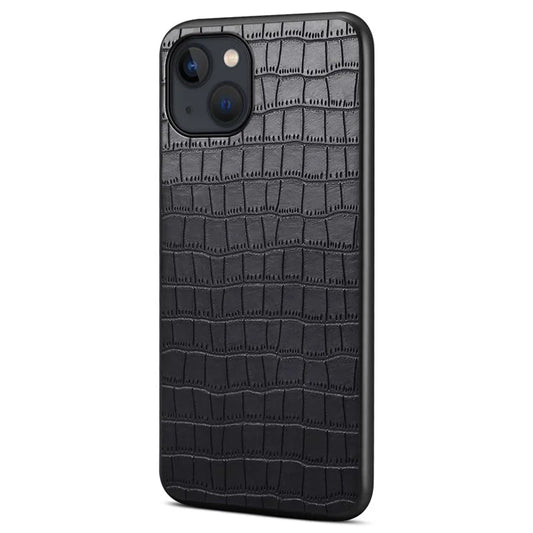 For iPhone 14 Plus Cell Phone Cases Crocodile Textured Leather+PC+TPU Cover