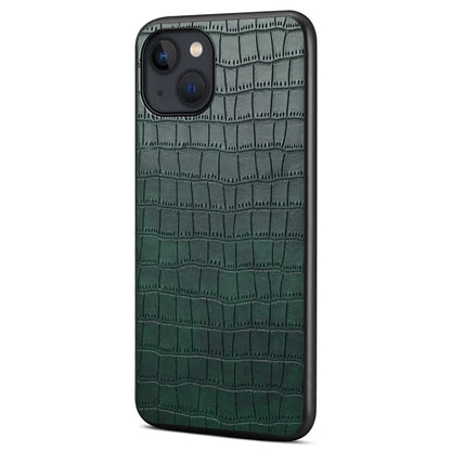 For iPhone 14 Plus Cell Phone Cases Crocodile Textured Leather+PC+TPU Cover