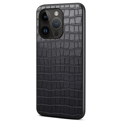 For iPhone 14 Pro Cell Phone Cases Leather+PC+TPU Bump Proof Cover with Crocodile Texture