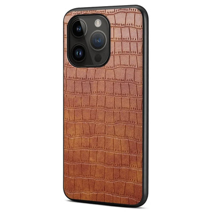 For iPhone 14 Pro Cell Phone Cases Leather+PC+TPU Bump Proof Cover with Crocodile Texture