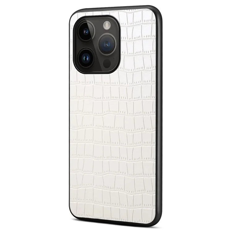 For iPhone 14 Pro Cell Phone Cases Leather+PC+TPU Bump Proof Cover with Crocodile Texture
