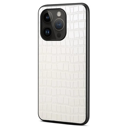 For iPhone 14 Pro Cell Phone Cases Leather+PC+TPU Bump Proof Cover with Crocodile Texture