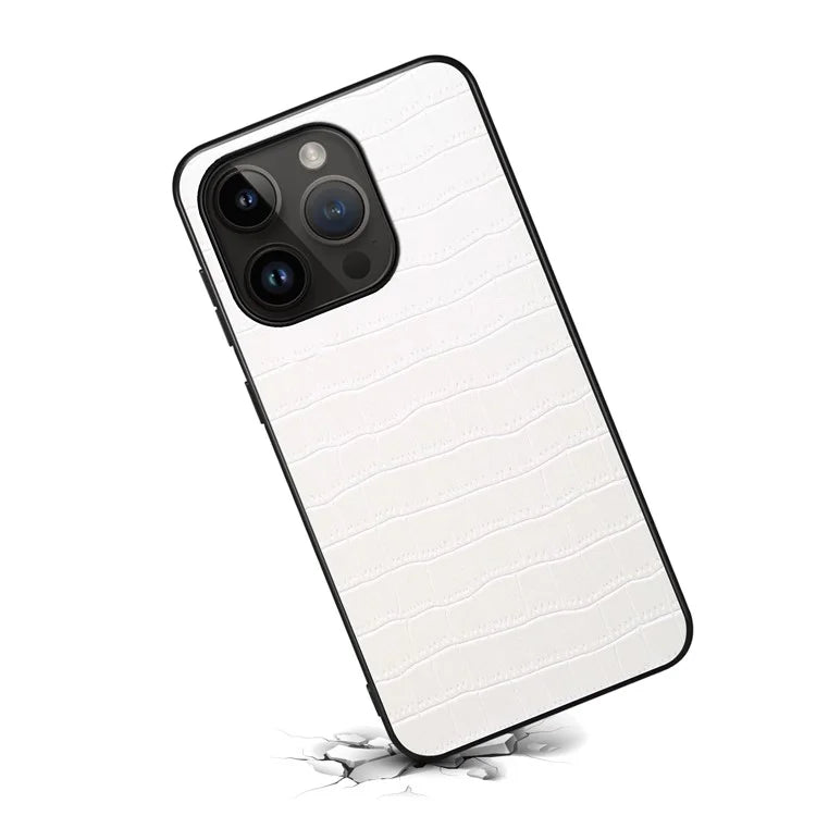 For iPhone 14 Pro Cell Phone Cases Leather+PC+TPU Bump Proof Cover with Crocodile Texture