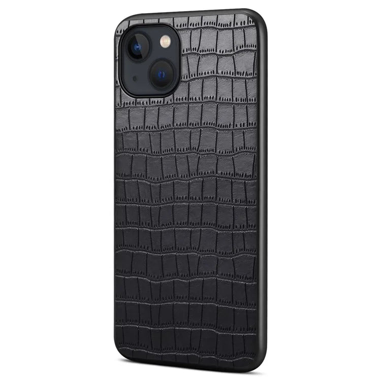 For iPhone 14 Cell Phone Cases Leather Coated PC+TPU Crocodile Texture Shell