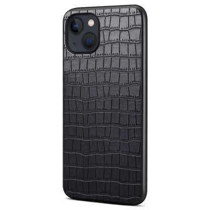 For iPhone 14 Cell Phone Cases Leather Coated PC+TPU Crocodile Texture Shell