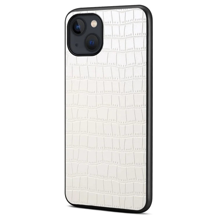 For iPhone 14 Cell Phone Cases Leather Coated PC+TPU Crocodile Texture Shell