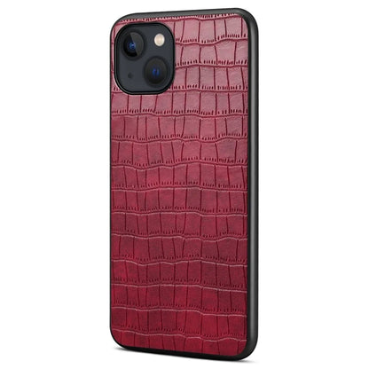 For iPhone 14 Cell Phone Cases Leather Coated PC+TPU Crocodile Texture Shell