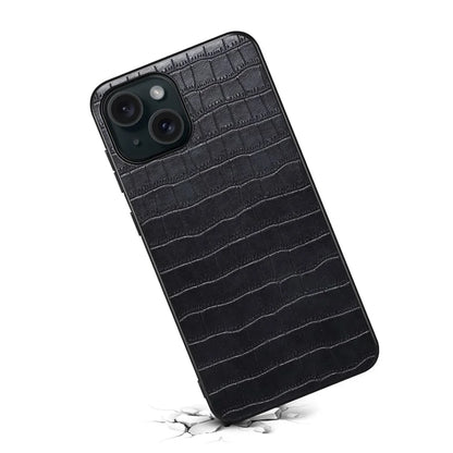 For iPhone 15 Case Leather Coated PC+TPU Shockproof Phone Shell