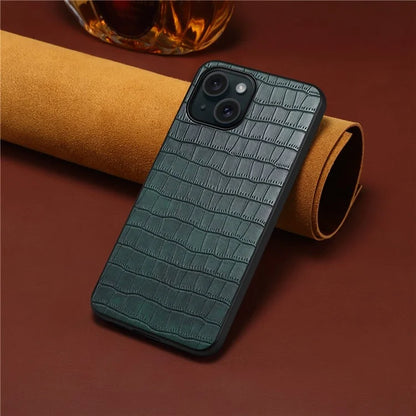 For iPhone 15 Case Leather Coated PC+TPU Shockproof Phone Shell