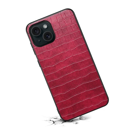For iPhone 15 Case Leather Coated PC+TPU Shockproof Phone Shell