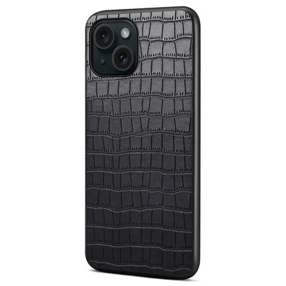 For iPhone 15 Plus Cases Leather Coated PC+TPU Drop-resistant Phone Back Shell
