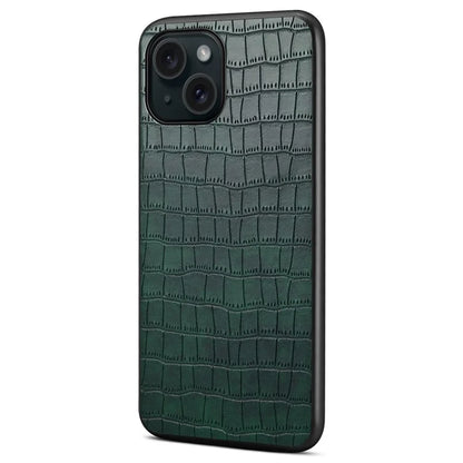 For iPhone 15 Plus Cases Leather Coated PC+TPU Drop-resistant Phone Back Shell