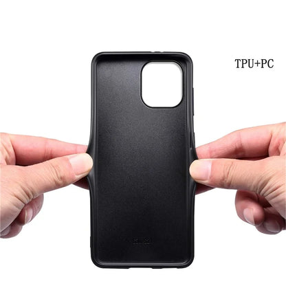 For iPhone 15 Plus Cases Leather Coated PC+TPU Drop-resistant Phone Back Shell