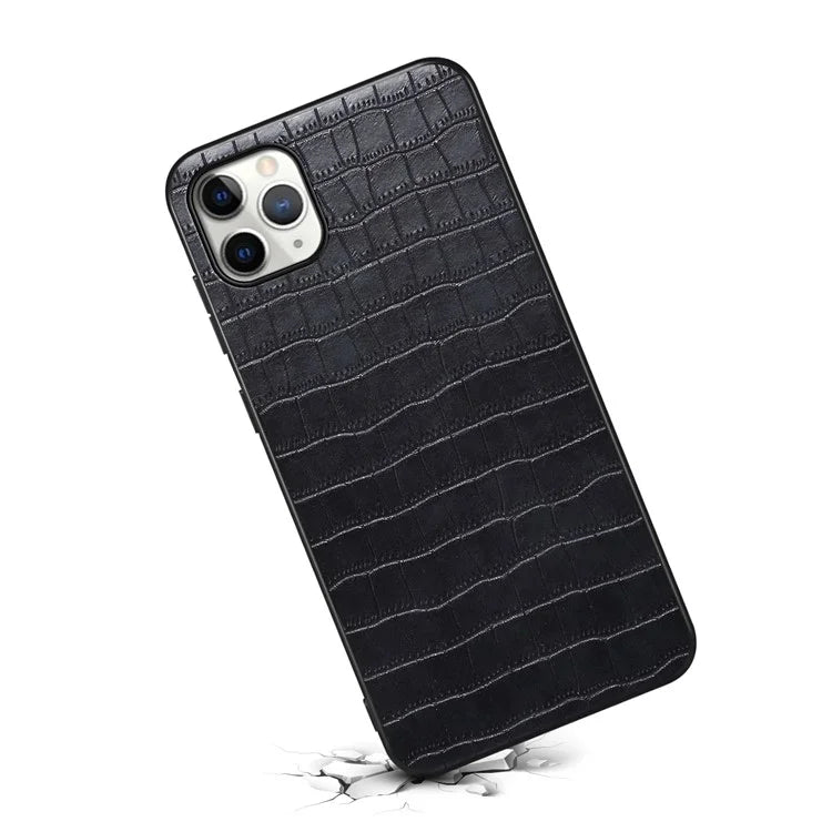 For iPhone 11 Pro Max Case Crocodile Textured Anti-dust PU Leather+PC+TPU Phone Protector