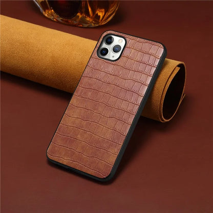 For iPhone 11 Pro Max Case Crocodile Textured Anti-dust PU Leather+PC+TPU Phone Protector
