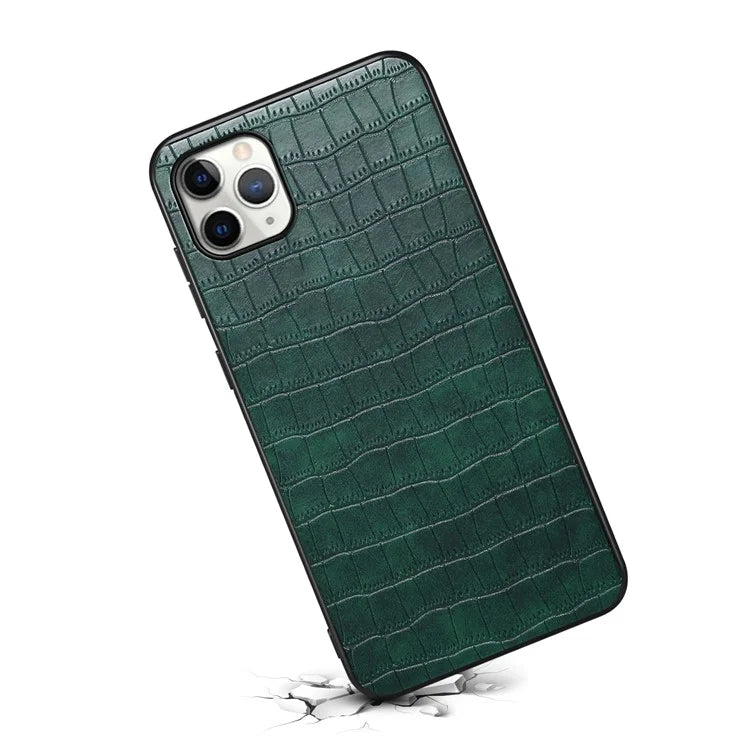 For iPhone 11 Pro Max Case Crocodile Textured Anti-dust PU Leather+PC+TPU Phone Protector