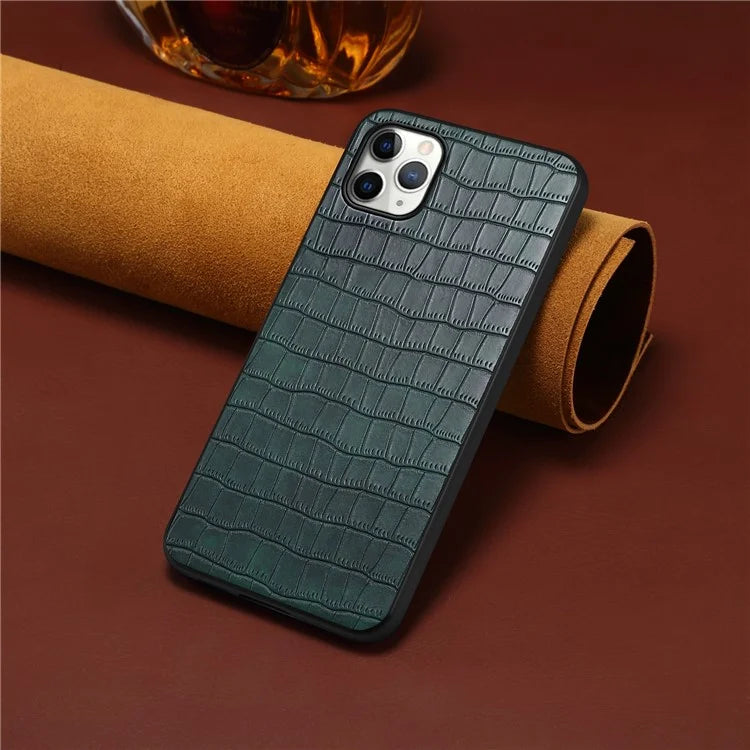 For iPhone 11 Pro Max Case Crocodile Textured Anti-dust PU Leather+PC+TPU Phone Protector
