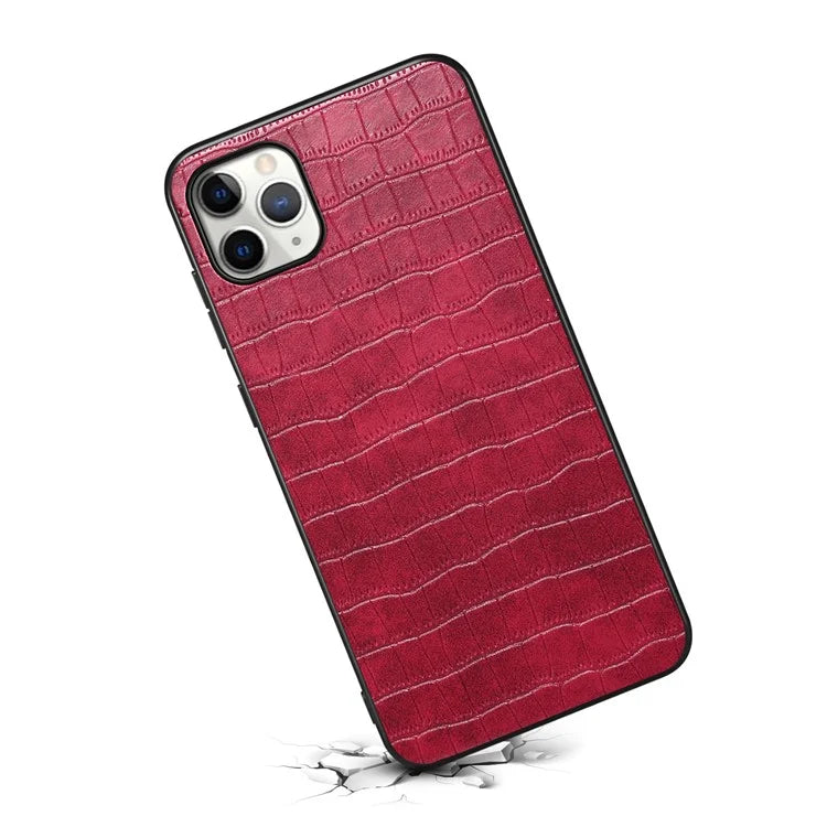 For iPhone 11 Pro Max Case Crocodile Textured Anti-dust PU Leather+PC+TPU Phone Protector