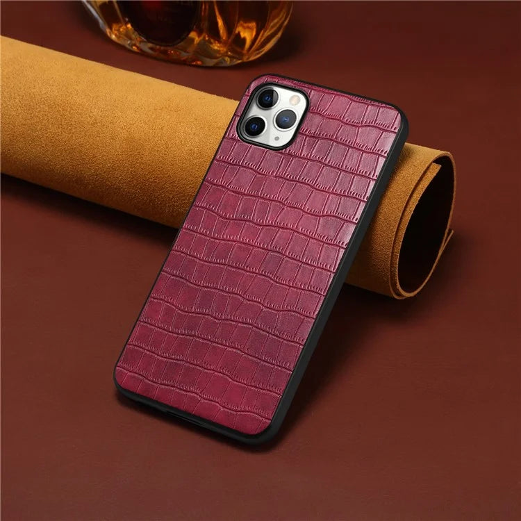 For iPhone 11 Pro Max Case Crocodile Textured Anti-dust PU Leather+PC+TPU Phone Protector