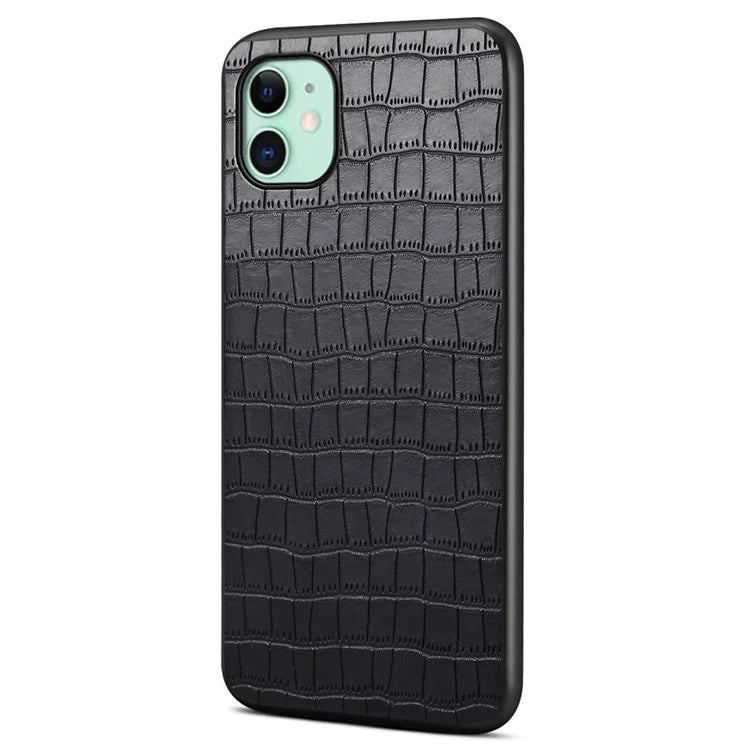 For iPhone 11 Shockproof Case PU+PC+TPU Phone Cover with Crocodile Texture
