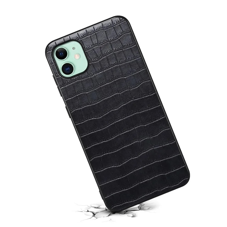 For iPhone 11 Shockproof Case PU+PC+TPU Phone Cover with Crocodile Texture