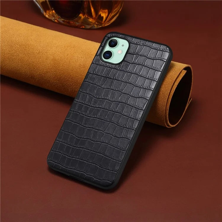 For iPhone 11 Shockproof Case PU+PC+TPU Phone Cover with Crocodile Texture