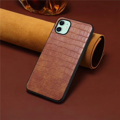 For iPhone 11 Shockproof Case PU+PC+TPU Phone Cover with Crocodile Texture