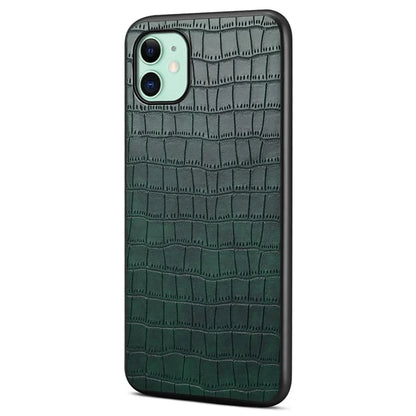 For iPhone 11 Shockproof Case PU+PC+TPU Phone Cover with Crocodile Texture