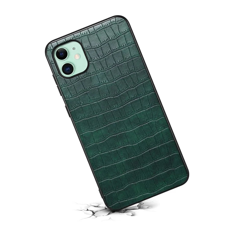 For iPhone 11 Shockproof Case PU+PC+TPU Phone Cover with Crocodile Texture