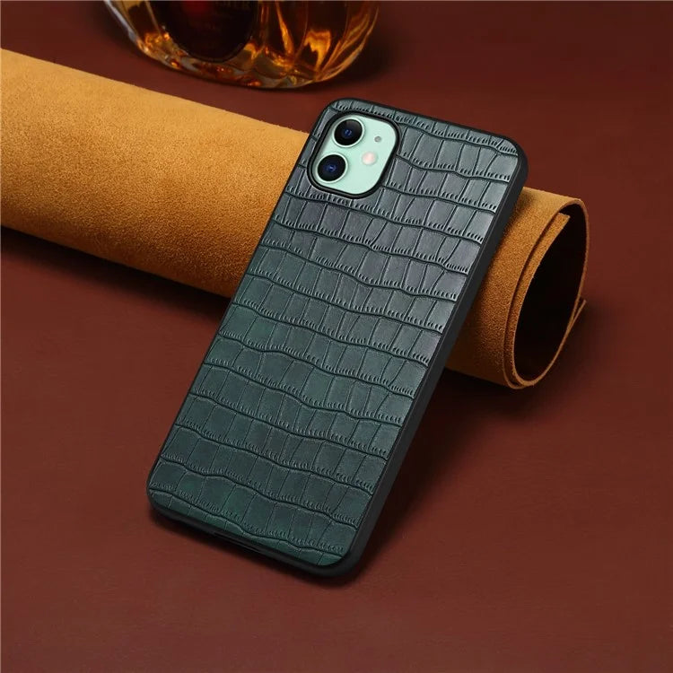 For iPhone 11 Shockproof Case PU+PC+TPU Phone Cover with Crocodile Texture
