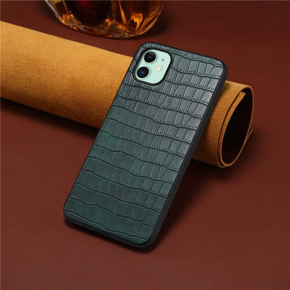 For iPhone 11 Shockproof Case PU+PC+TPU Phone Cover with Crocodile Texture