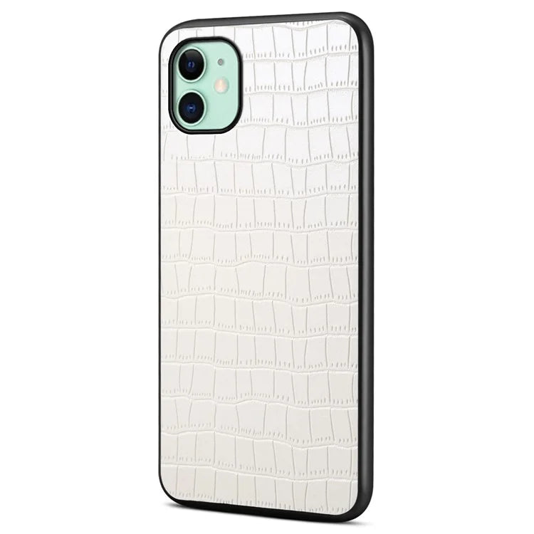For iPhone 11 Shockproof Case PU+PC+TPU Phone Cover with Crocodile Texture