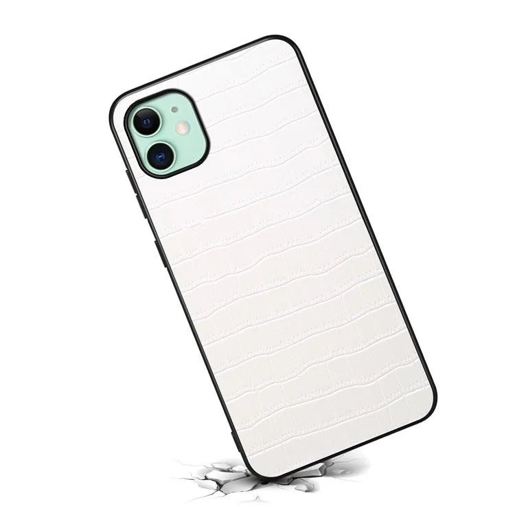 For iPhone 11 Shockproof Case PU+PC+TPU Phone Cover with Crocodile Texture