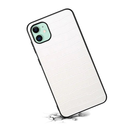 For iPhone 11 Shockproof Case PU+PC+TPU Phone Cover with Crocodile Texture